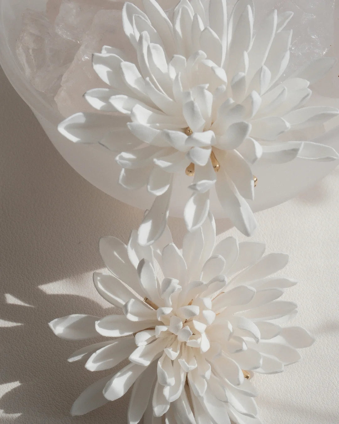 White Floral Statement Earrings