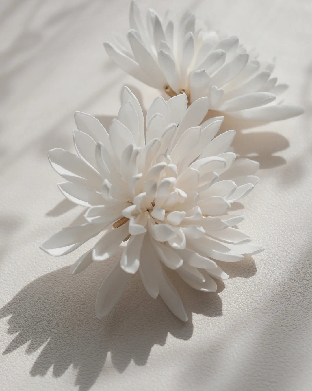 White Floral Statement Earrings