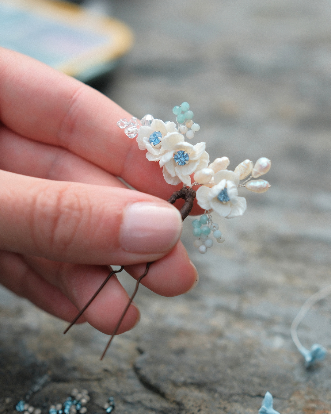 Something Blue Bridal Hair Pins, Set of 5