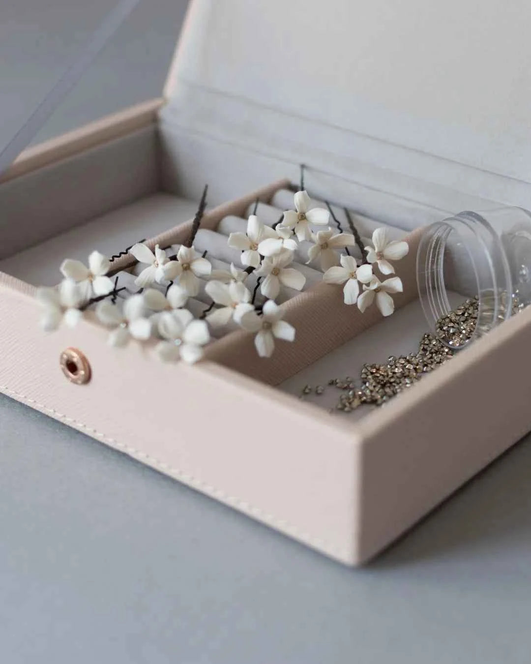 Wedding Bobby Pins with Tiny Ivory Flowers