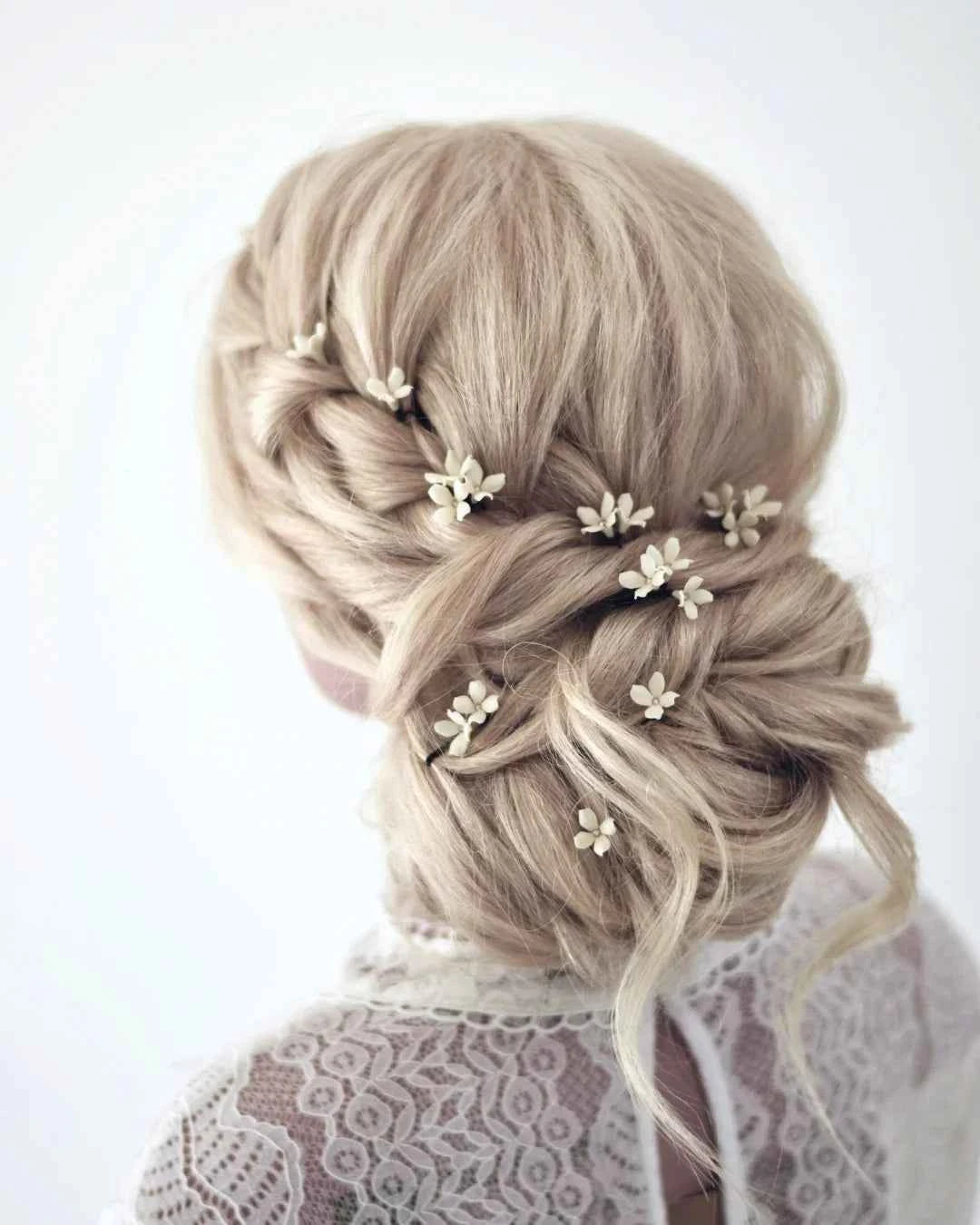 Wedding Bobby Pins with Tiny Ivory Flowers