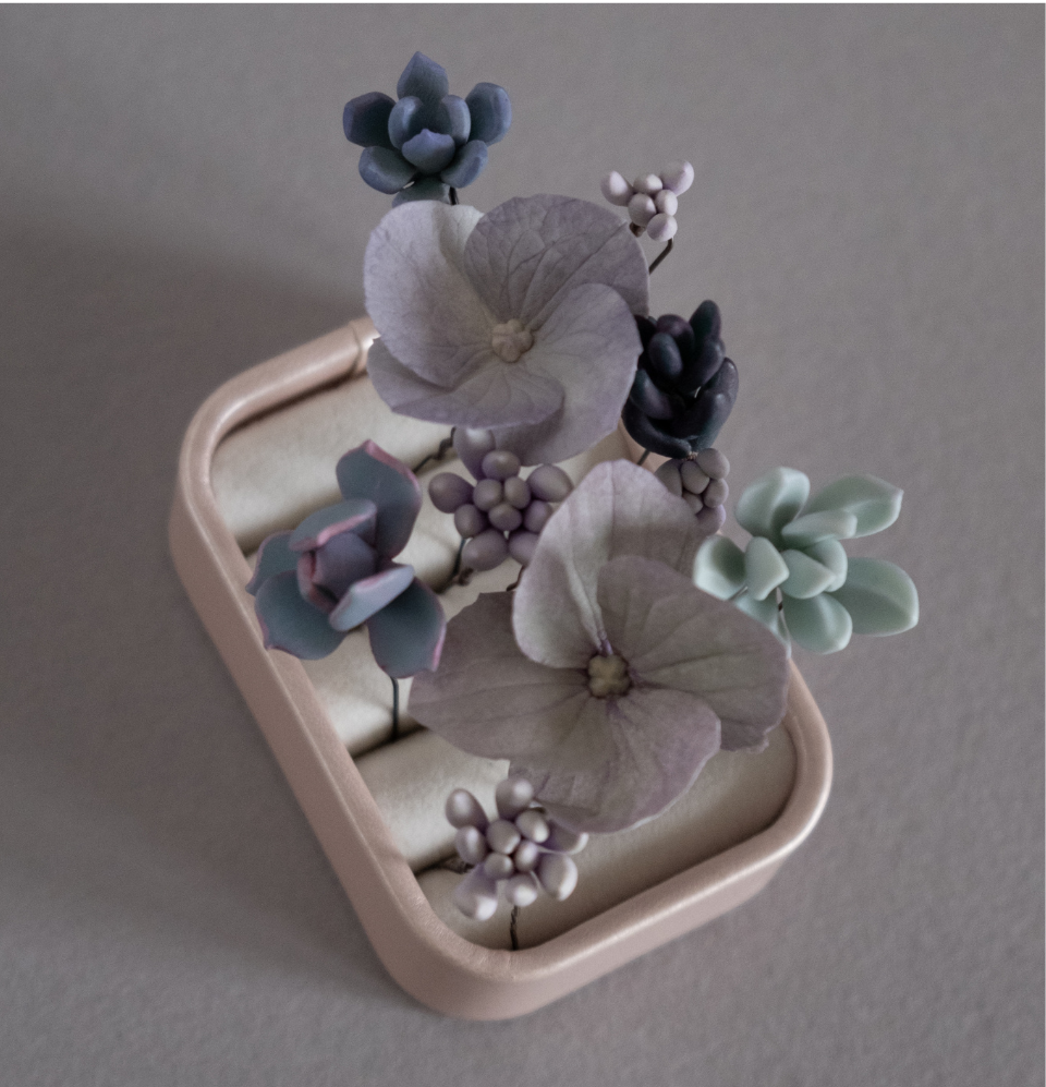 Hydrangea and succulents