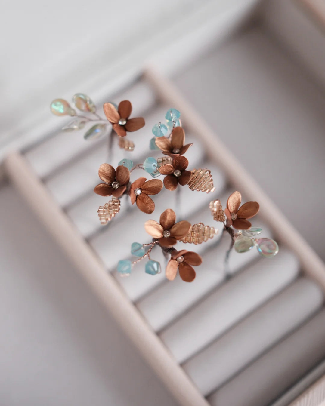 Bronze Flower Hair Pins