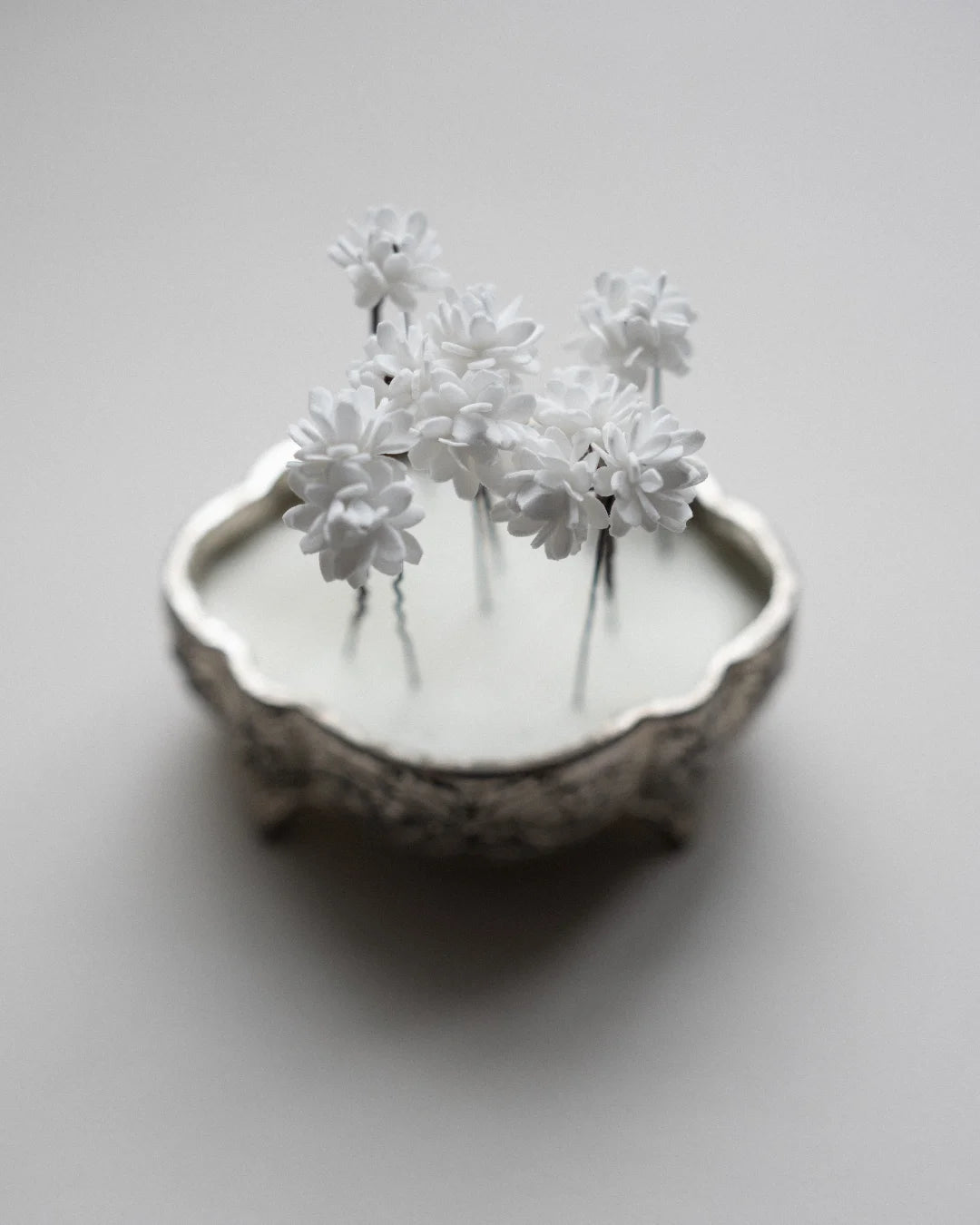 Bespoke white Gypsophila hair pins