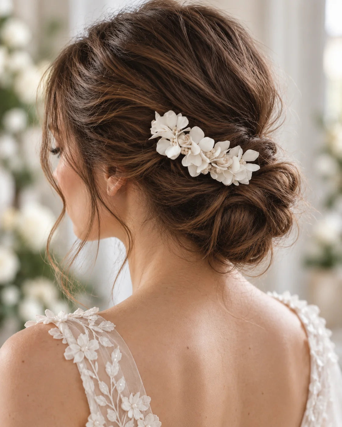 Ivory Hydrangea & Pearl Hair Comb — Handmade Bridal Hairpiece