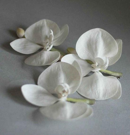 Ivory Orchid Real Touch Wedding Hair clips