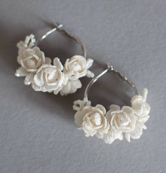 Wedding Silver Hoop Earrings 30mm