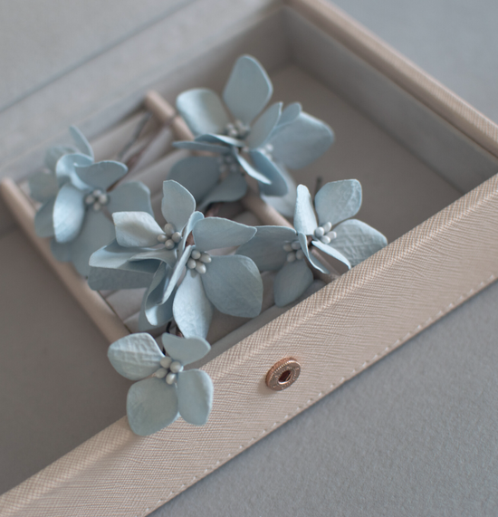 Baby-Blue Hydrangea hair pins