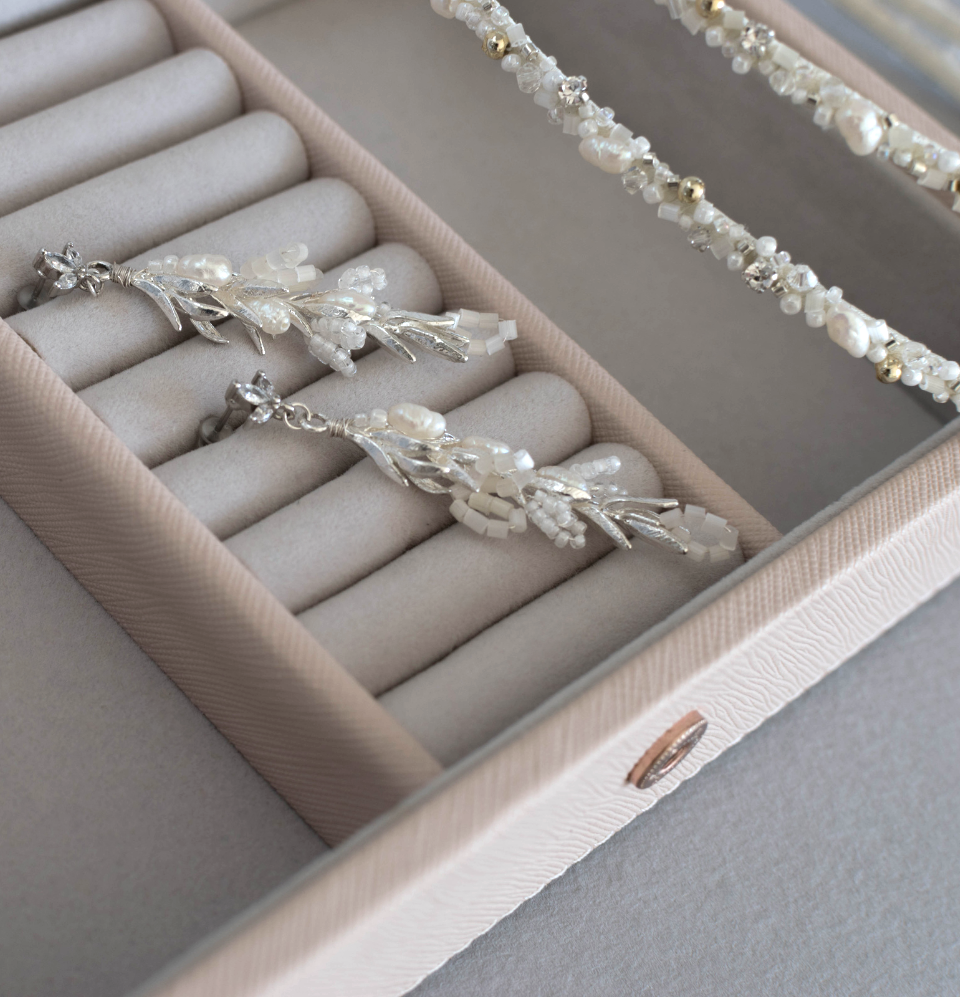 Double Tiara and Earrings Wedding Set