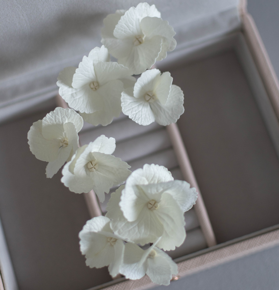 Ivory hyper realistic Hydrangea hair pins