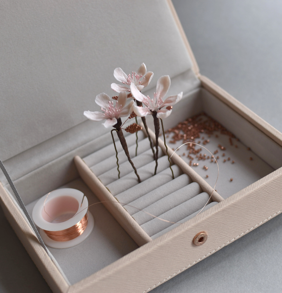 Cherry blossom hair pins set