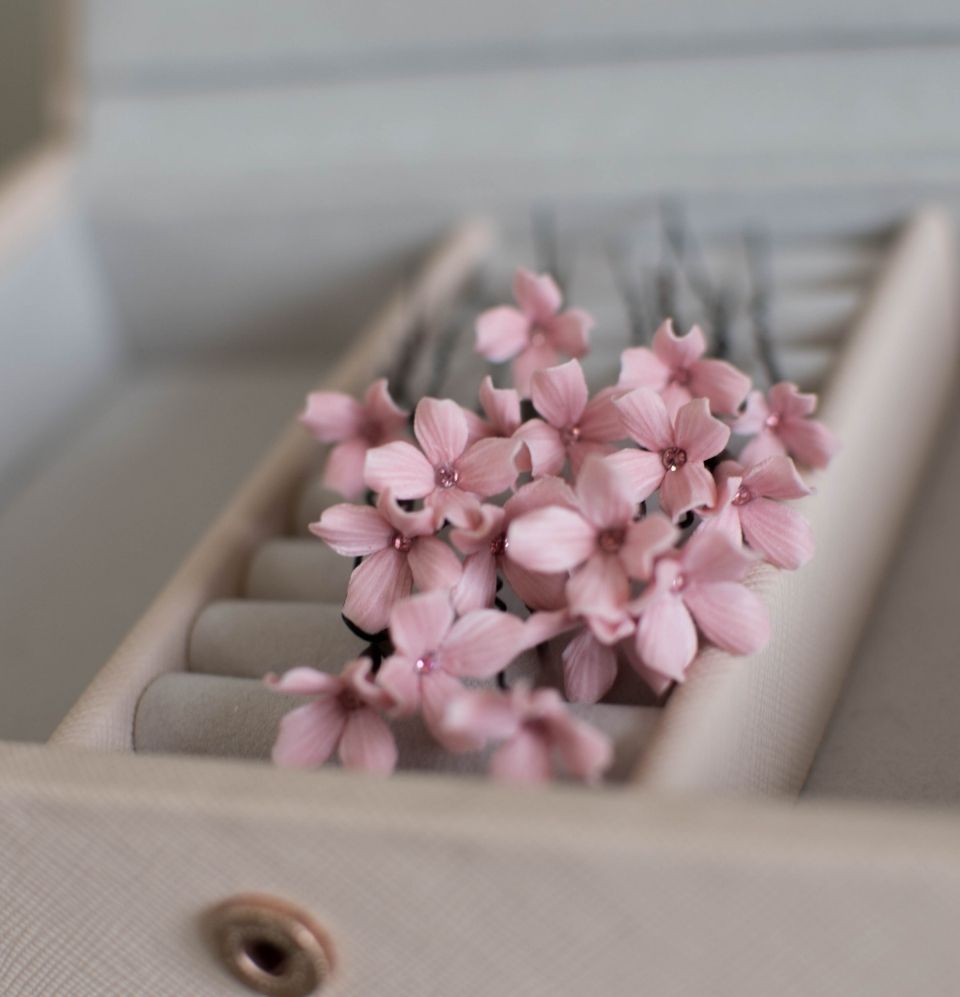 Wedding Bobby Pin Tiny Pink Flowers