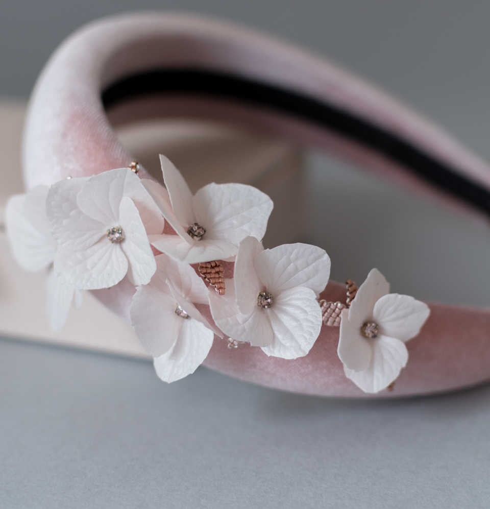 Wedding Padded Headband with Bespoke Flowers