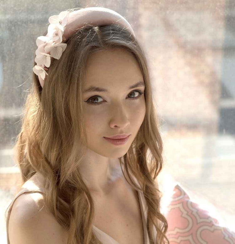 Wedding Padded Headband with Bespoke Flowers