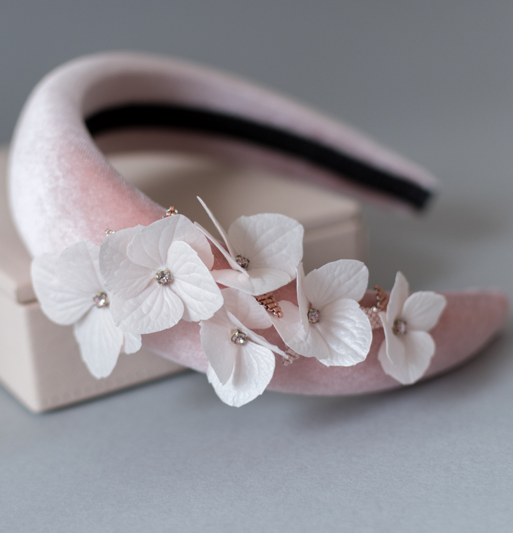 blush pink hydrangea headband
