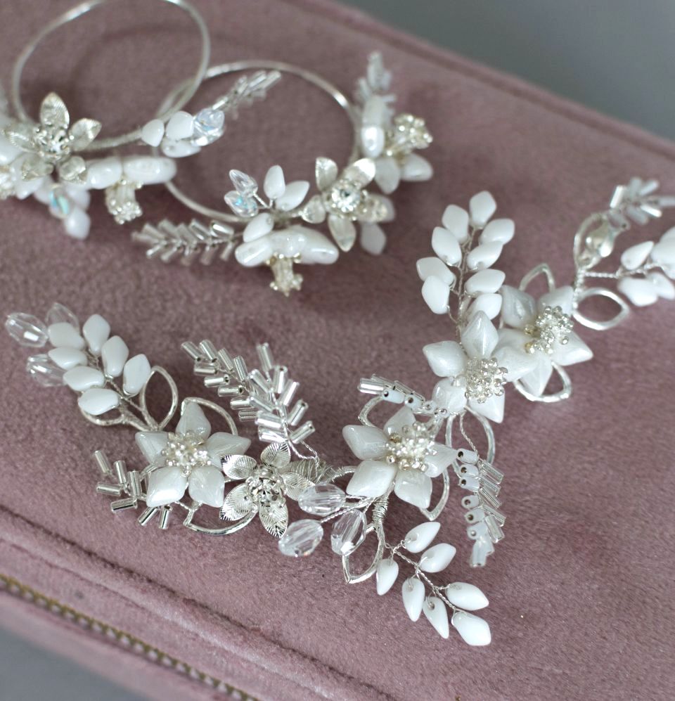 Sparkle flower bridal set for Hollywood waves