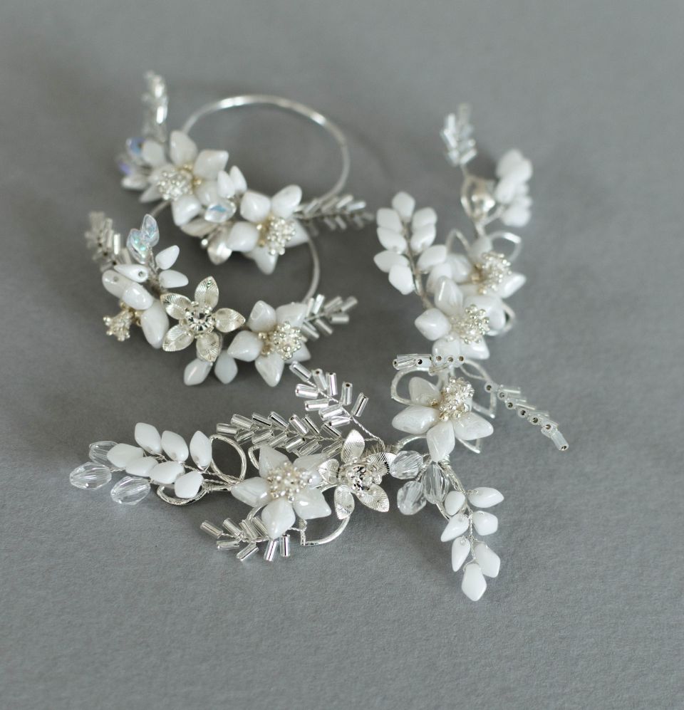 Sparkle flower bridal set for Hollywood waves