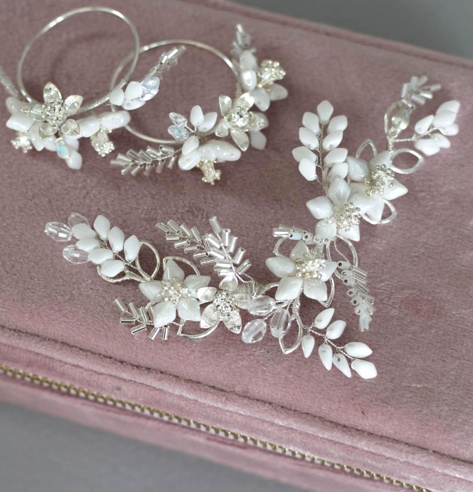 Sparkle flower bridal set for Hollywood waves