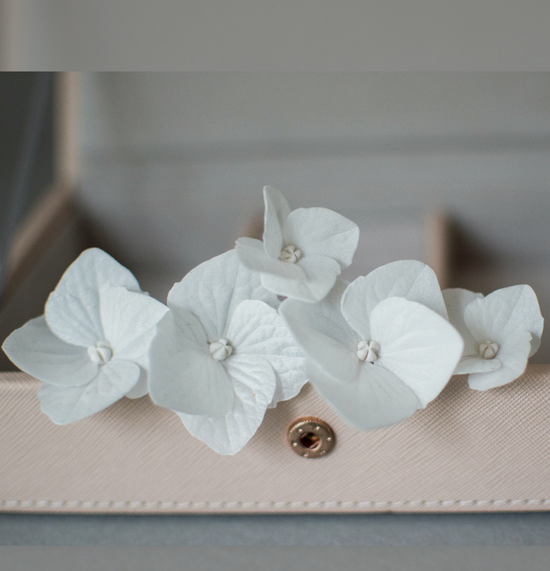 White Hydrangea hair pins