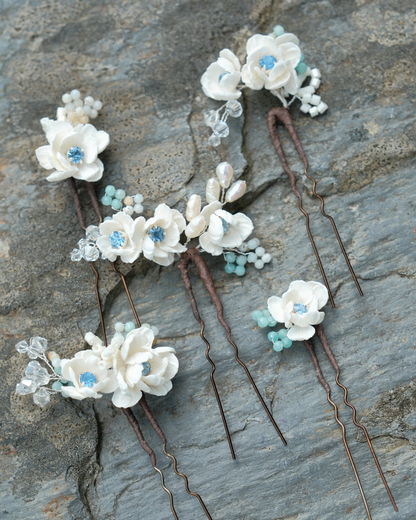 Something Blue Bridal Hair Pins, Set of 5