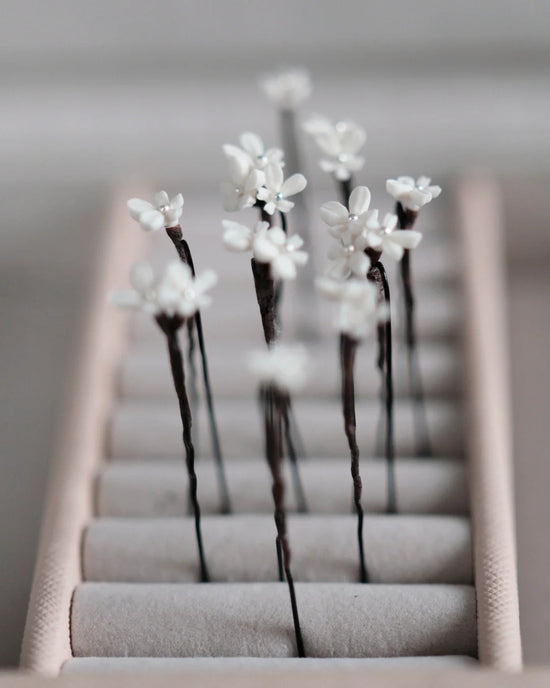 Tiny white Lavender flowers on pins