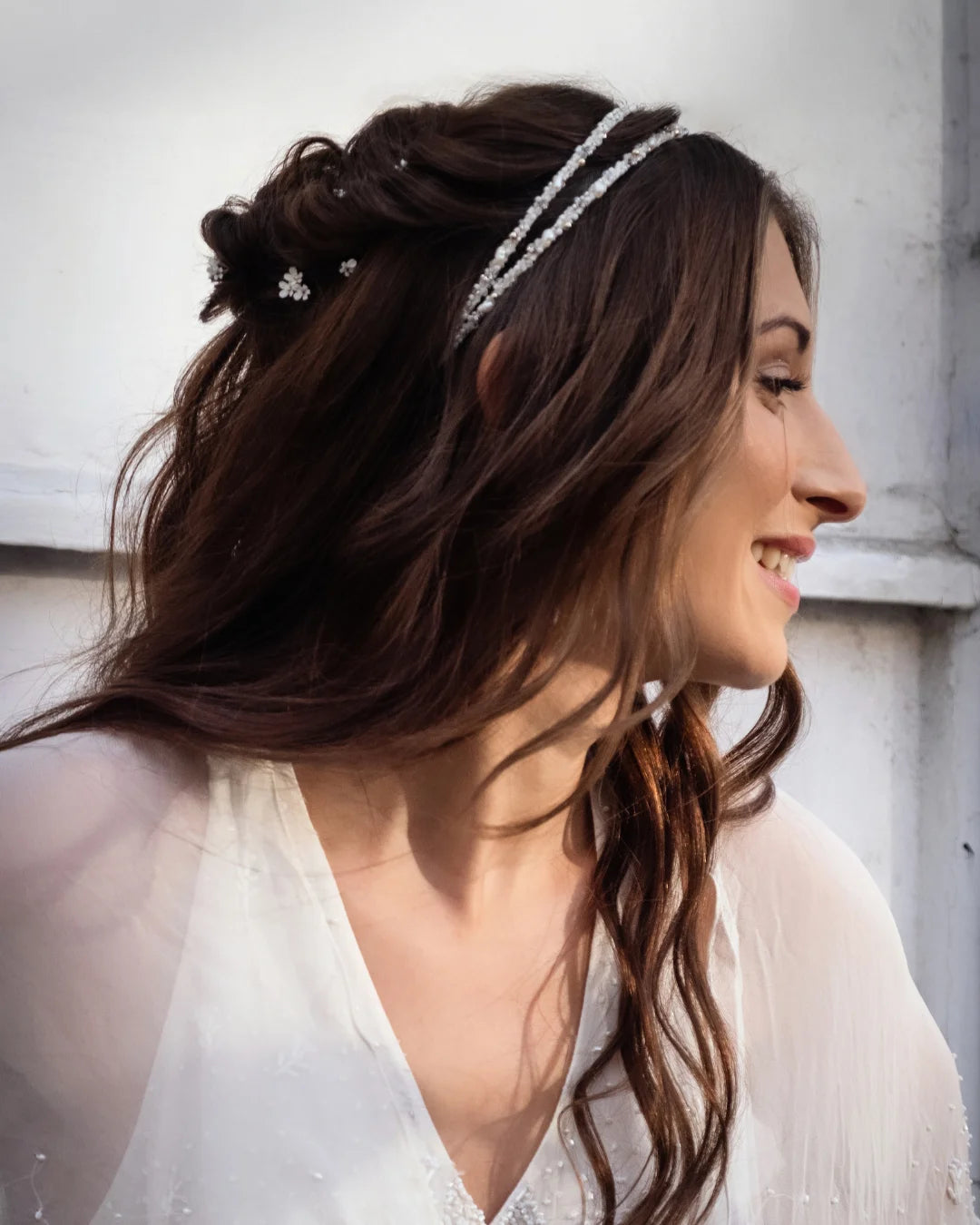 Double Tiara and Earrings Wedding Set