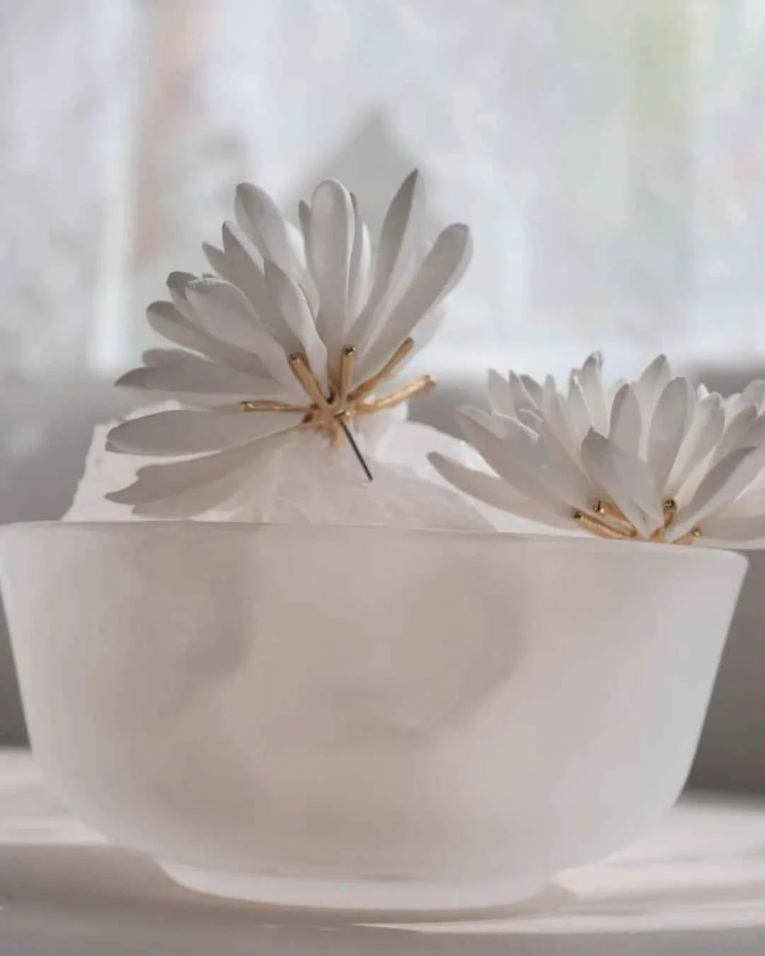 White Floral Statement Earrings