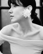 White Floral Statement Earrings