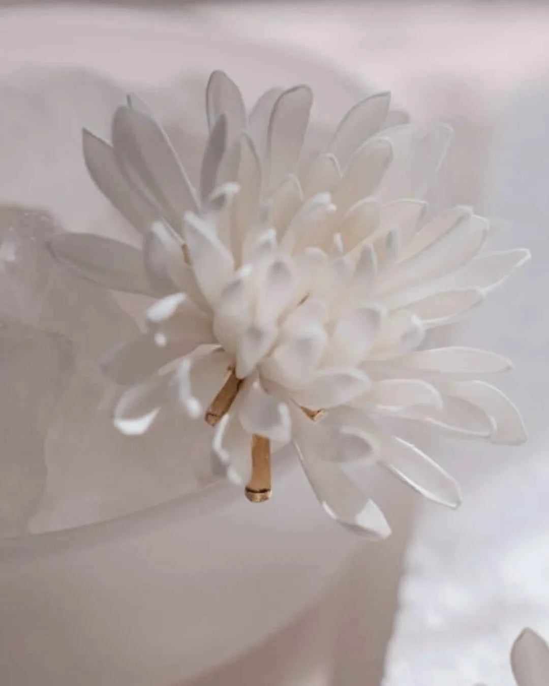 White Floral Statement Earrings