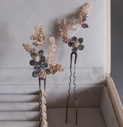 Blush Pink Floral Hair Pin Set
