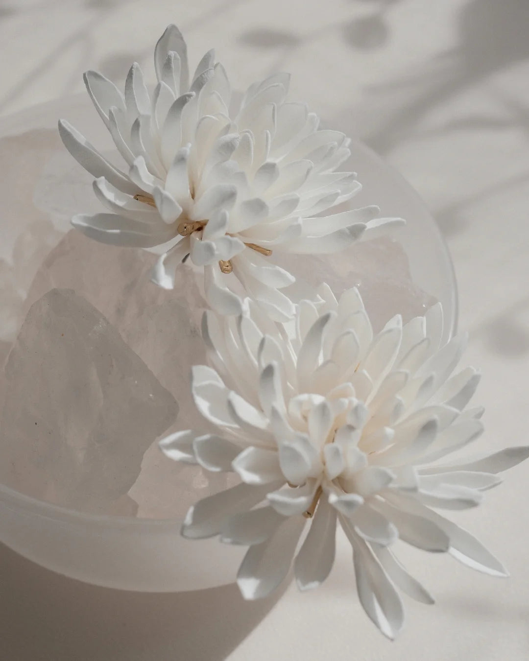White Floral Statement Earrings