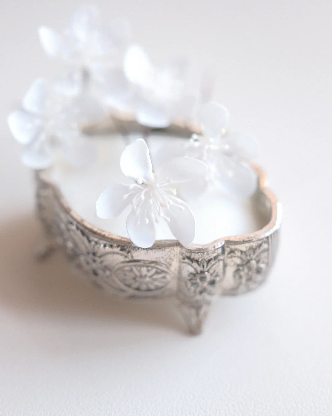 Delicate handmade cherry blossom hair pins with stamens
