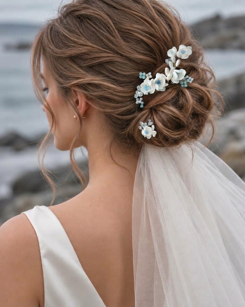 Something Blue Bridal Hair Pins, Set of 5