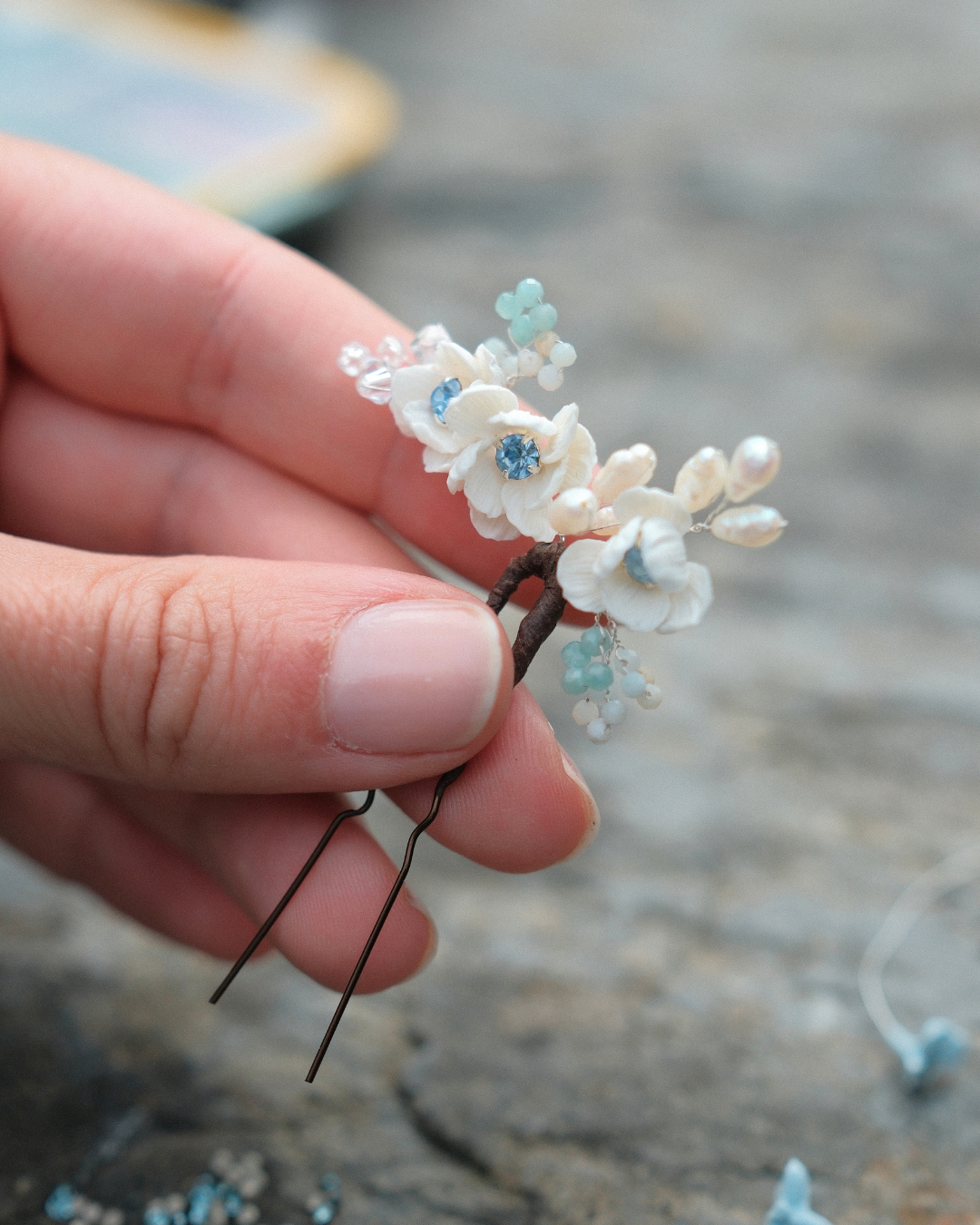 Something Blue Bridal Hair Pins, Set of 5