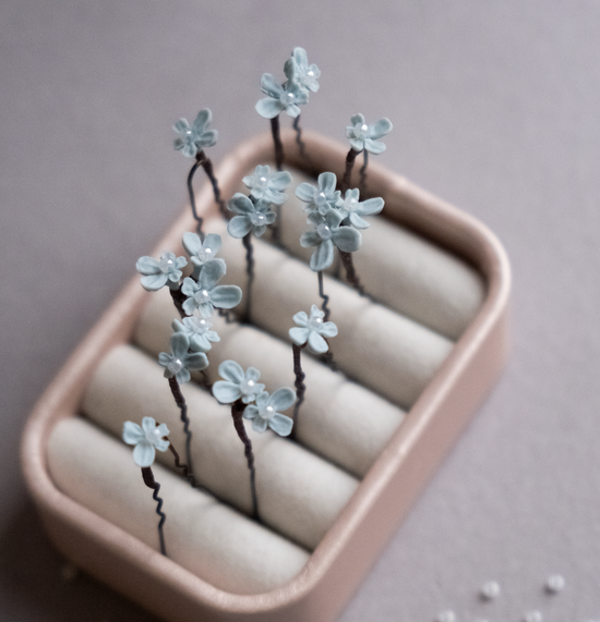 Baby Blue lavender flowers on hair pins