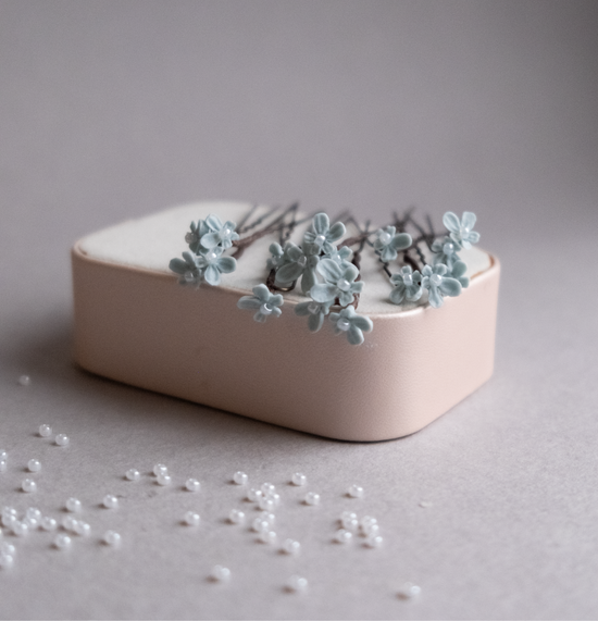 Baby Blue lavender flowers on hair pins