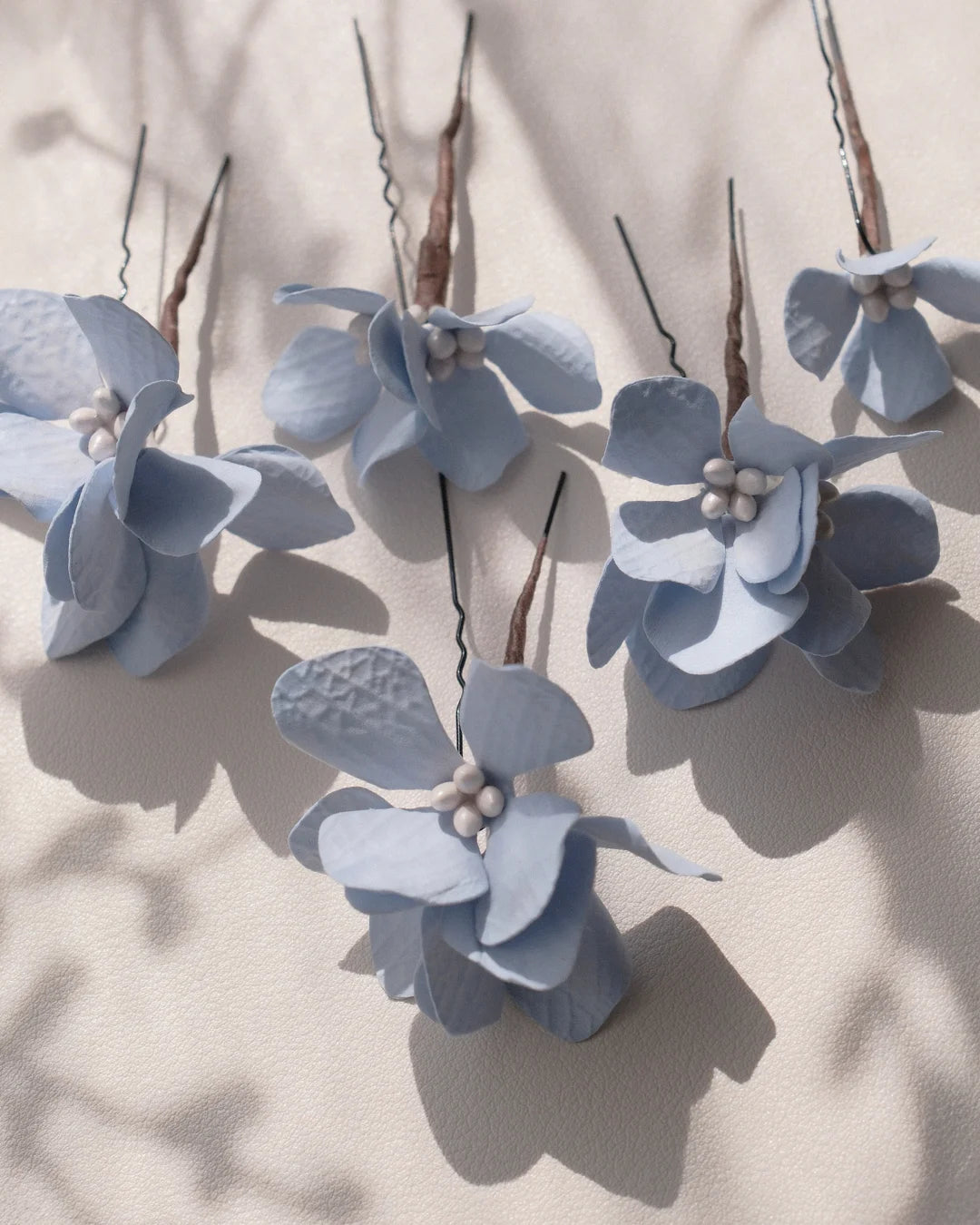 Bespoke Baby Blue Hydrangea Hair Pins