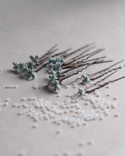 Baby Blue lavender flowers on hair pins