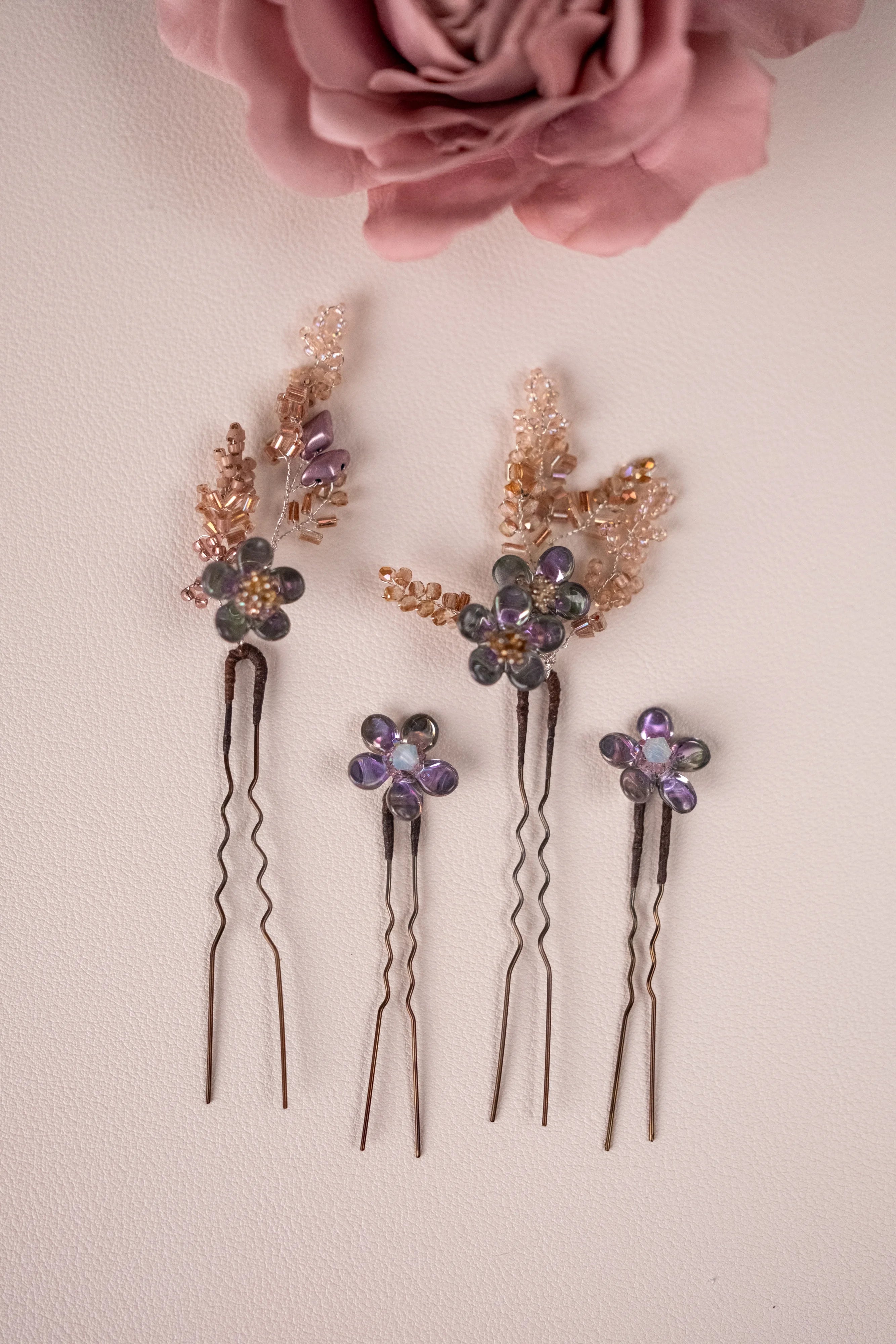 Blush Pink Floral Hair Pin Set