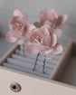 Blush Pink Flower Hair Pins – Handmade Floral Accessories (Set of 3)