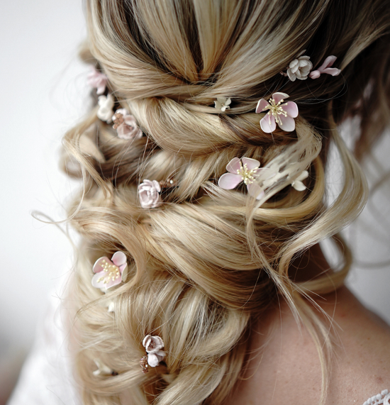 Blush pink hair pins set