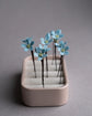 Blue flower hairpins