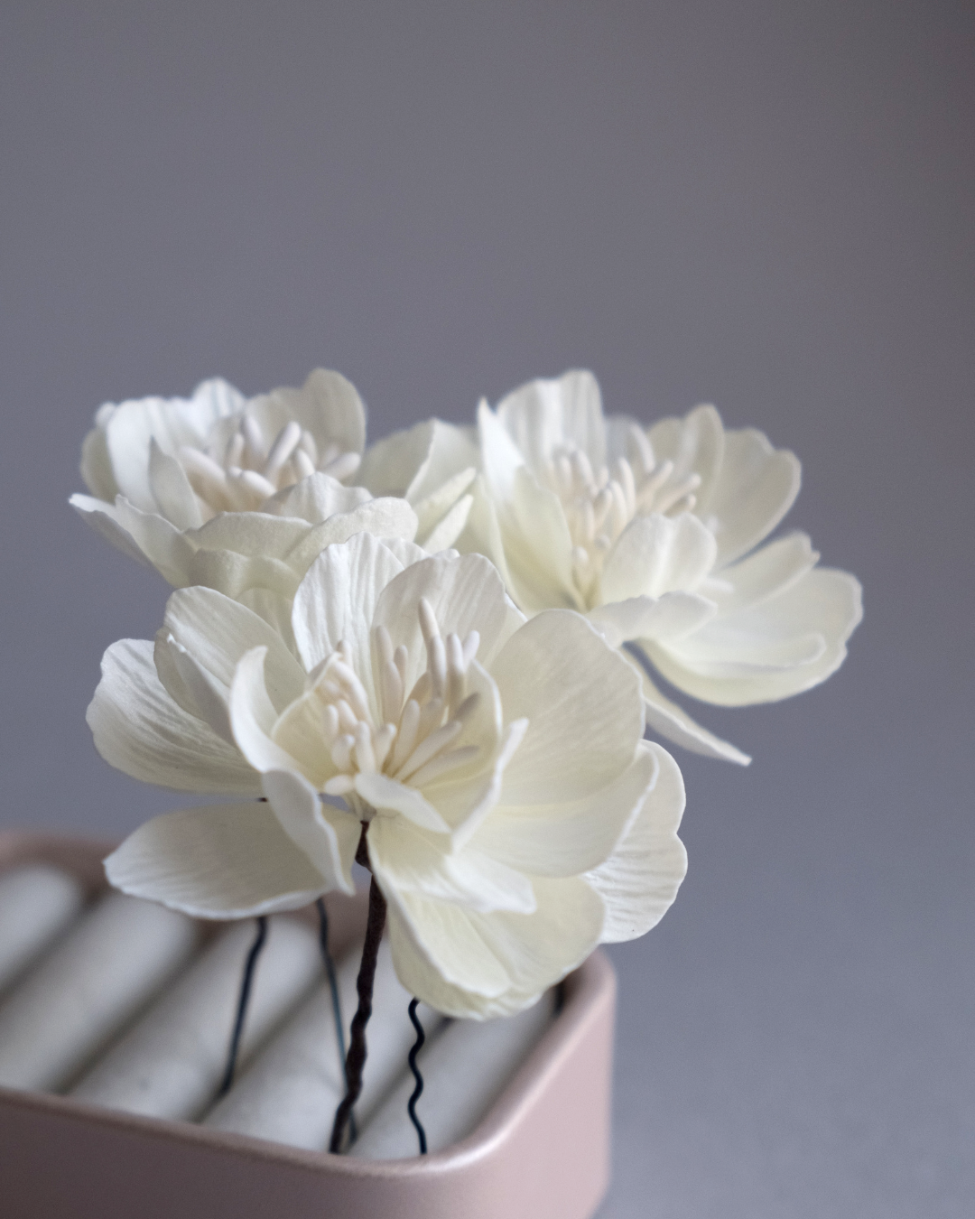 Ivory Blossom Hair Pins (Set of 3)