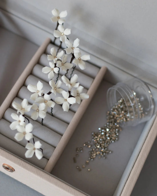 Wedding Bobby Pin Tiny Ivory Flowers