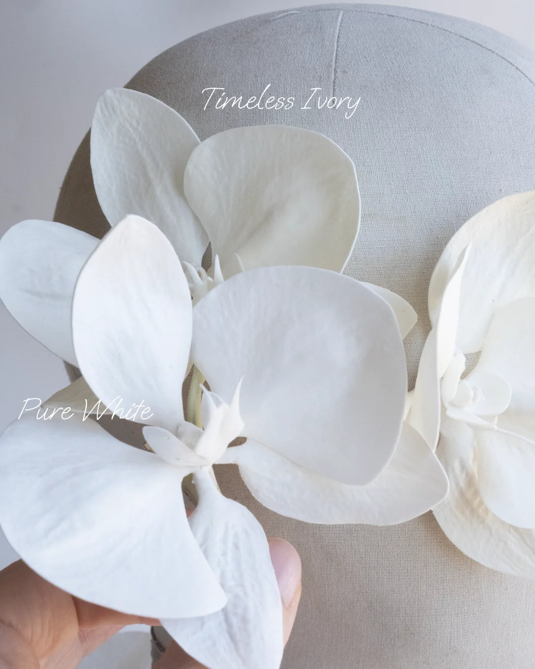 Real Touch Orchid Bridal Hair Set – Set of 3 (White &amp; Ivory)