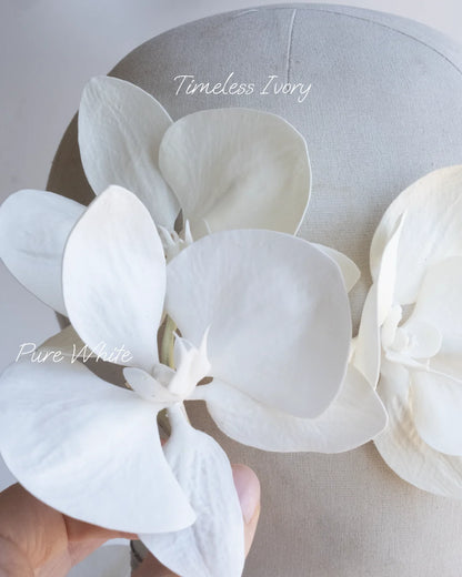 Real Touch Orchid Wedding Hair Clips – Set of 3 (White & Ivory)