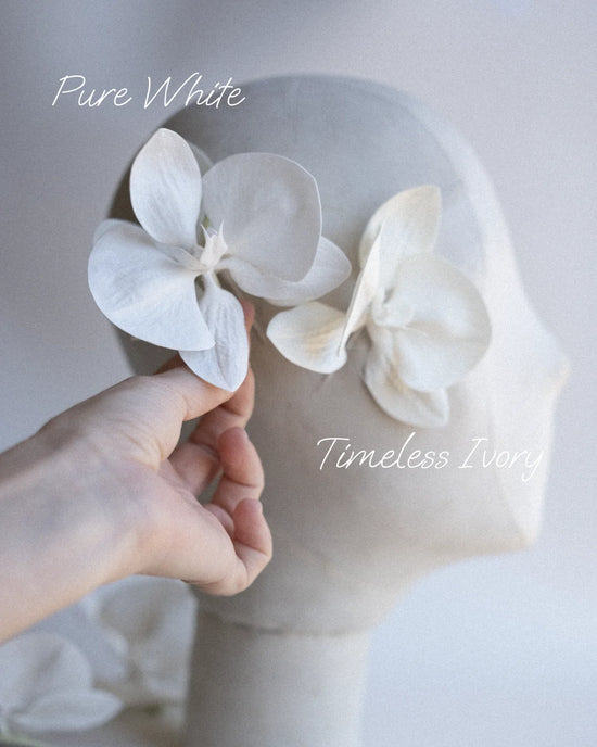 Real Touch Orchid Wedding Hair Clips – Set of 3 (White & Ivory)