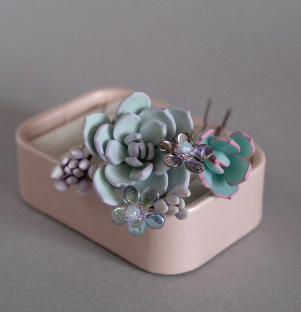 Succulents hair pins set