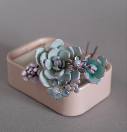 Succulents hair pins set