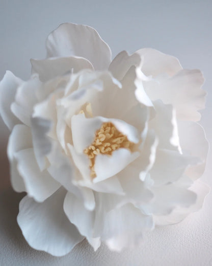 White Peony Hair Clip &amp; Brooch